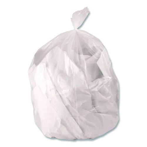 Image of Boardwalk® H7450PCKR01 Low-Density Waste Can Liners, 44 gal, 1.3 mil, 37 x 50, Clear, Perforated Roll, 100/Carton