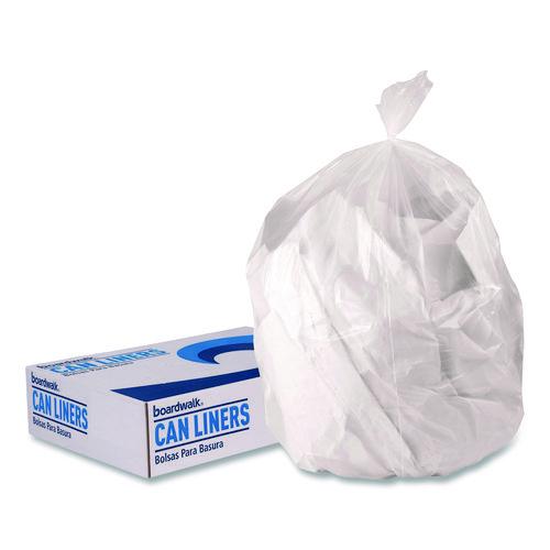 Image of BoardwalkÂ® Low-Density Waste Can Liners, 45 gal, 0.9 mil, 40 x 46, Clear, Perforated Roll, 100/Carton