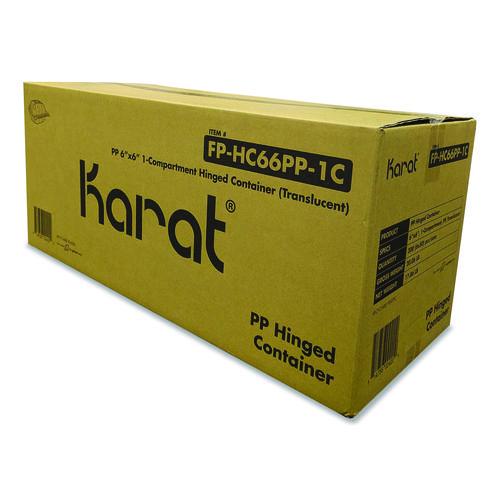 Image of Karat® FP-HC66PP-1C Polypropylene Plastic Hinged Container, 6 x 6 x 3.3, Clear, Plastic, 50/Pack, 6 Packs/Carton