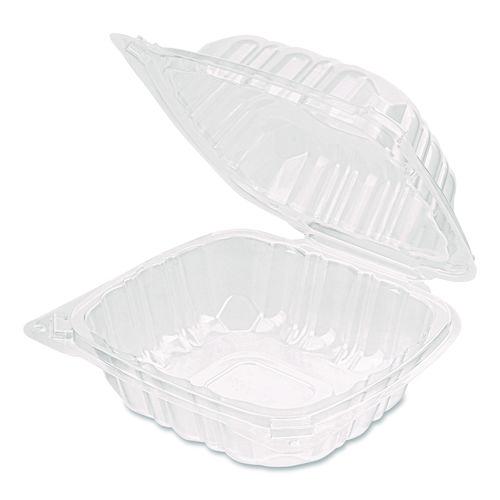 Image of Karat® FP-HC66PP-1C Polypropylene Plastic Hinged Container, 6 x 6 x 3.3, Clear, Plastic, 50/Pack, 6 Packs/Carton