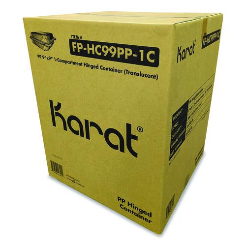 Image of Karat® FP-HC99PP-1C Polypropylene Plastic Hinged Container, 9.35 x 9.22 x 3.17, Clear, Plastic, 50/Pack, 4 Packs/Carton