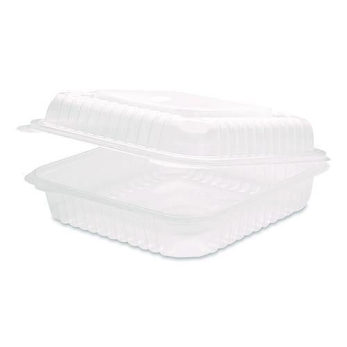 Image of Karat® FP-HC99PP-1C Polypropylene Plastic Hinged Container, 9.35 x 9.22 x 3.17, Clear, Plastic, 50/Pack, 4 Packs/Carton