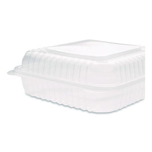 Image of Karat® FP-HC99PP-1C Polypropylene Plastic Hinged Container, 9.35 x 9.22 x 3.17, Clear, Plastic, 50/Pack, 4 Packs/Carton