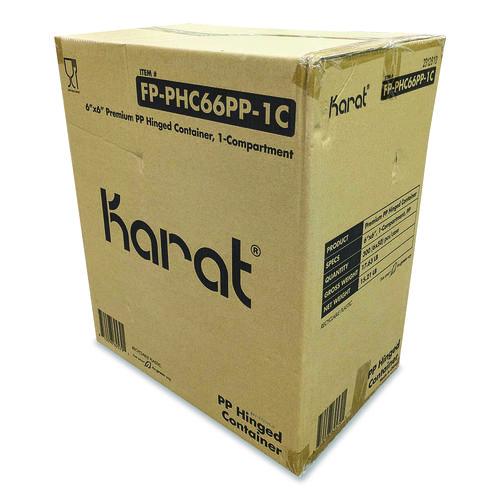 Image of Karat® FP-PHC66PP-1C Polypropylene Plastic Hinged Container, 6 x 6 x 3, Black/Clear, Plastic, 50/Pack, 6 Packs/Carton