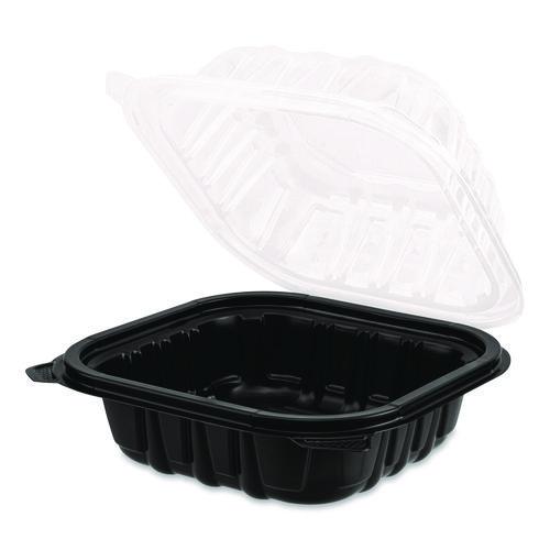 Image of Karat® FP-PHC66PP-1C Polypropylene Plastic Hinged Container, 6 x 6 x 3, Black/Clear, Plastic, 50/Pack, 6 Packs/Carton