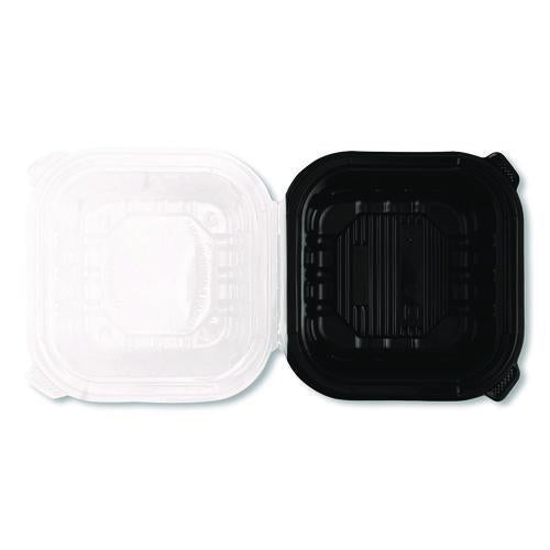 Image of Karat® FP-PHC66PP-1C Polypropylene Plastic Hinged Container, 6 x 6 x 3, Black/Clear, Plastic, 50/Pack, 6 Packs/Carton