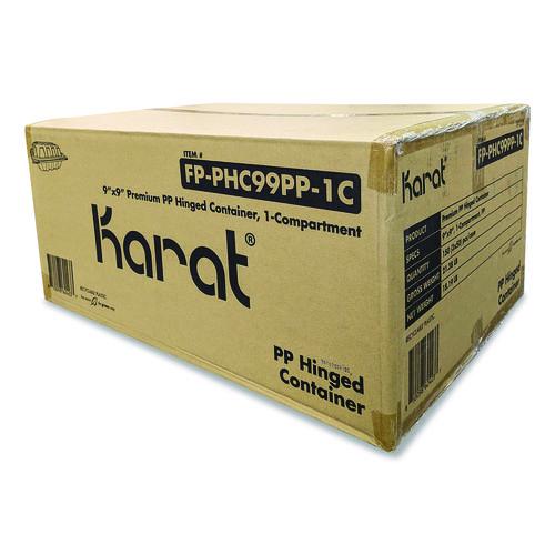 Image of Karat® FP-PHC99PP-1C Polypropylene Plastic Hinged Container, 9 x 9 x 3, Black/Clear, Plastic, 50/Pack, 3 Packs/Carton