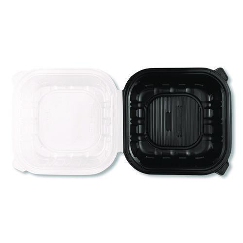 Image of Karat® FP-PHC99PP-1C Polypropylene Plastic Hinged Container, 9 x 9 x 3, Black/Clear, Plastic, 50/Pack, 3 Packs/Carton