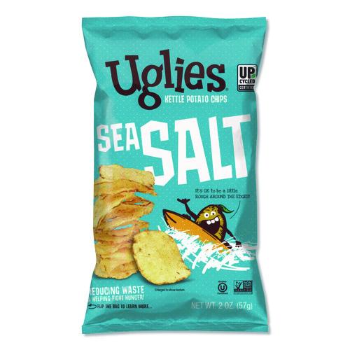 Image of Uglies® DFN26102 Kettle Potato Chips, Sea Salt, 2 oz Bags, 24/Carton