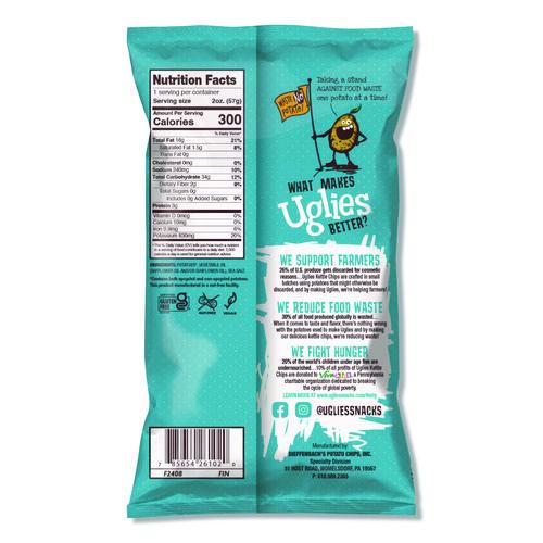 Image of Uglies® DFN26102 Kettle Potato Chips, Sea Salt, 2 oz Bags, 24/Carton
