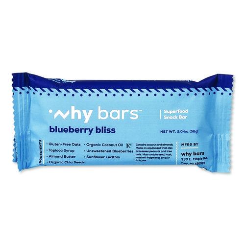 Image of Why Bars WHY16209 Superfood Snack Bar, Blueberry Bliss, 2.04 oz Bar, 12/Box