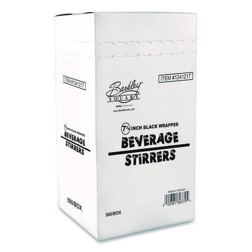 Image of Berkley Square BEP89378 Wrapped Polypropylene Stirrers, 7.75", Black, 500/Box