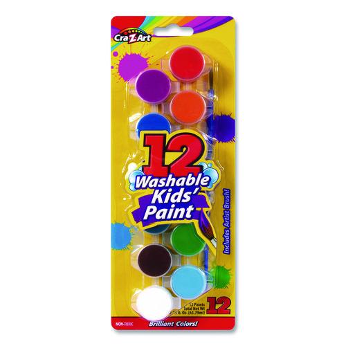 Image of Cra-Z-Art® 10628-24 Washable Kids' Paint Set, with Artist Brush, 12 Assorted Colors/Pack