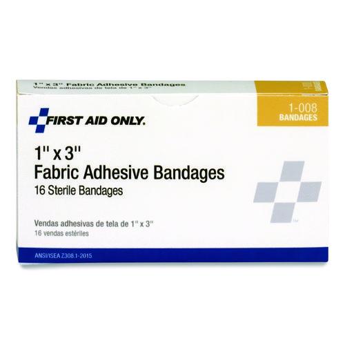 Image of First Aid Only 1-008 Fabric Adhesive Bandages, 1 x 3, 16/Box
