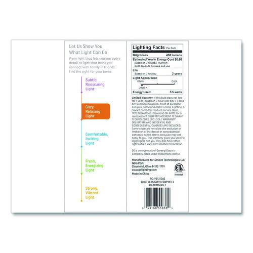 Image of GE 93131062 Classic LED SW Non-Dim A19 Light Bulb, 5.5 W, Soft White, 4/Pack