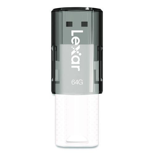 Image of Lexar JumpDrive S60 USB 2.0 Flash Drive, 64 GB, Gray/White, 3/Pack
