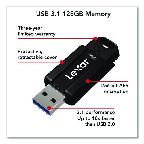 Image of Lexar LJDS80-128BNBNU S803.1 USB Flash Drive, 128 GB, Black