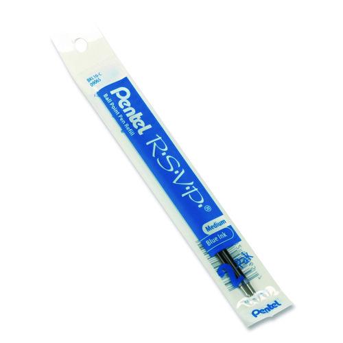 Image of Pentel® BKL10-C Refill for Pentel R.S.V.P. Ballpoint Pens, Medium 1 mm Conical Tip, Blue Ink, 2/Pack