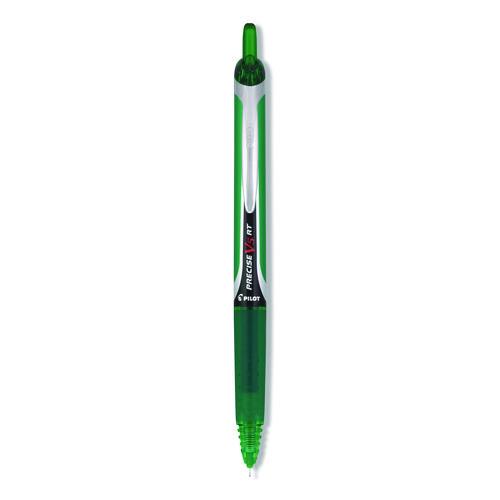 Image of Pilot® PIL26065EA Precise V5RT Rollerball Pen, Retractable, Extra-Fine 0.5 mm, Green Ink, Green/Silver Barrel