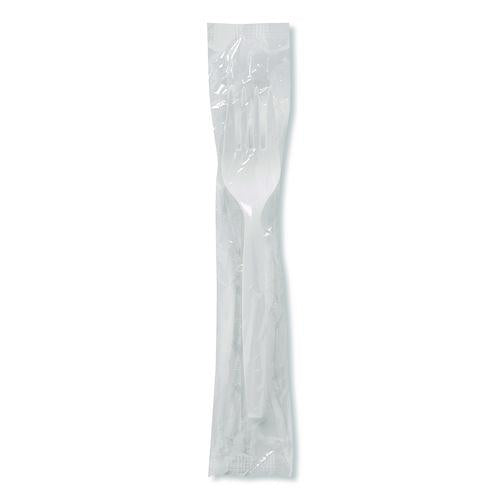 Image of Dixie® FMP23C Mediumweight Polypropylene Cutlery, Individually Wrapped, Fork, Plastic, White, 1,000/Carton