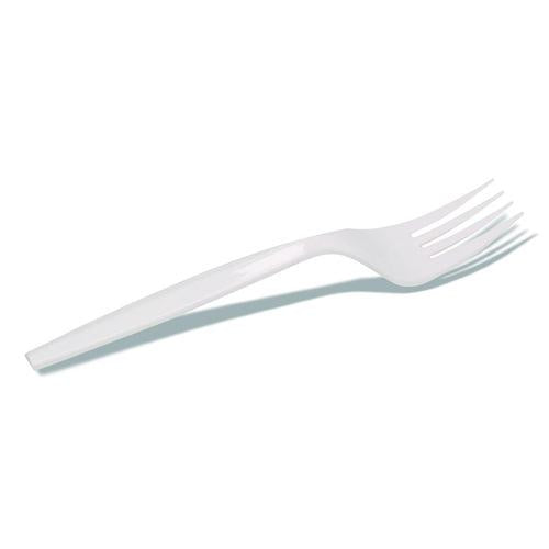 Image of Dixie® FMP23C Mediumweight Polypropylene Cutlery, Individually Wrapped, Fork, Plastic, White, 1,000/Carton