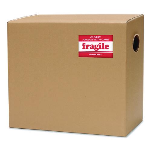Image of Decker Tape Products DL1271 Pre-Printed Message Labels, Fragile-Please Handle With Care-Thank You, 2 X 3, White/red, 500/roll