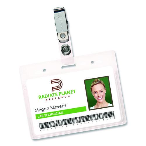 Image of Avery® 2921 Secure Top Clip-Style Badge Holders, Horizontal, 2 1/4 X 3 1/2, Clear, 50/box