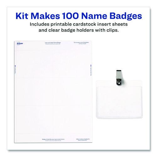 Image of Avery® 74461 Clip-Style Badge Holder With Laser/inkjet Insert, Top Load, 3.5 X 2.25, White, 100/box