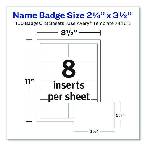 Image of Avery® 74461 Clip-Style Badge Holder With Laser/inkjet Insert, Top Load, 3.5 X 2.25, White, 100/box