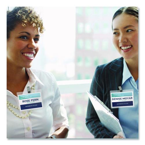Image of Avery® 74461 Clip-Style Badge Holder With Laser/inkjet Insert, Top Load, 3.5 X 2.25, White, 100/box