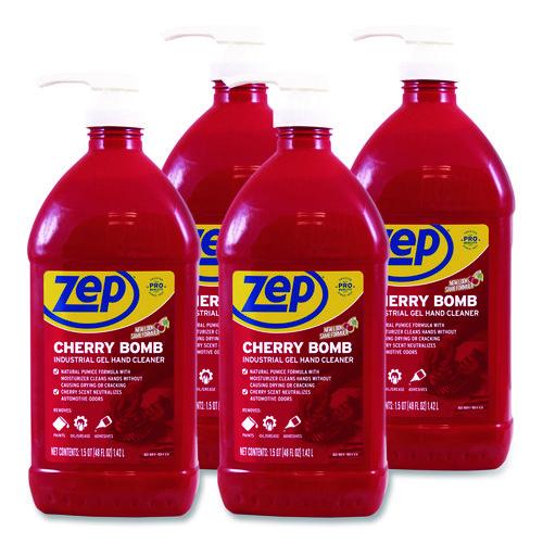 Image of Zep Commercial® ZUCBHC484 Cherry Bomb Gel Hand Cleaner, Cherry Scent, 48 oz, 4/Carton