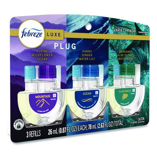 Image of Febreze® PLUG Air Freshener Refills, Mountain/Ocean/Rainforest, 2.63 oz, 3/Pack, 6 Packs/Carton