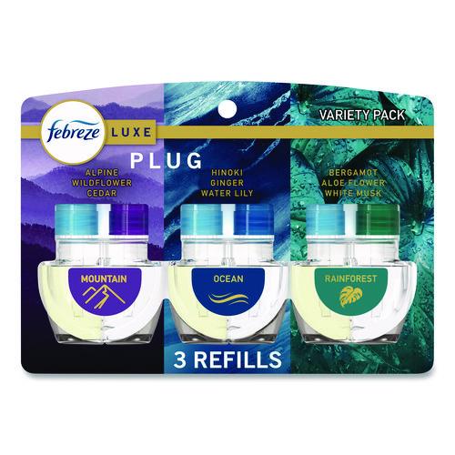 Image of Febreze® PLUG Air Freshener Refills, Mountain/Ocean/Rainforest, 2.63 oz, 3/Pack, 6 Packs/Carton