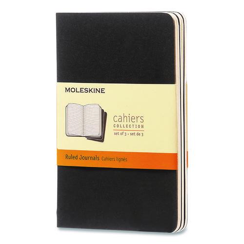 Image of Moleskine® 704895 Cahier Journal, 1-Subject, Narrow Rule, Black Cover, (64) 5.5 x 3.5 Sheets, 3/Pack