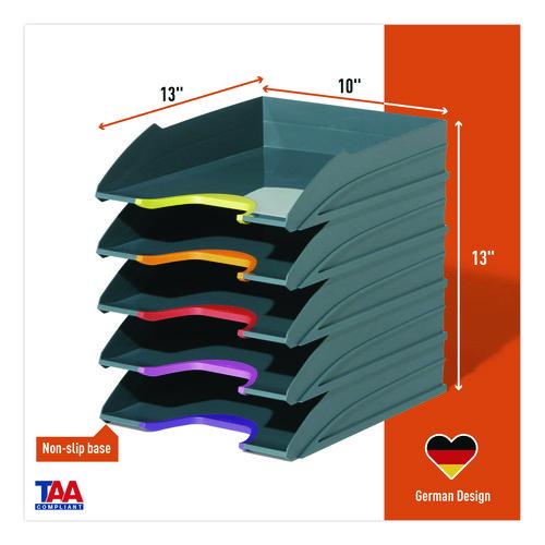 Image of Durable® 770557 VARICOLOR 5-Compartment Stackable Plastic Letter Tray Set, Letter to Folio Size Files, 10.39 x 13.23 x 2.91, Anthracite Gray