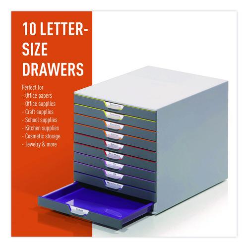Image of Durable® 761027 VARICOLOR Stackable Plastic Drawer Box, 10 Drawers, Letter to Folio Size Files, 11" x 14" x 11.5", Gray