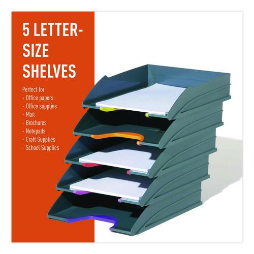 Image of Durable® 770557 VARICOLOR 5-Compartment Stackable Plastic Letter Tray Set, Letter to Folio Size Files, 10.39 x 13.23 x 2.91, Anthracite Gray