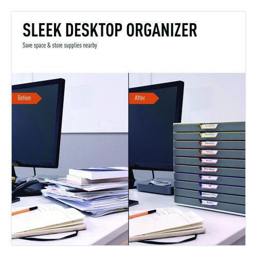 Image of Durable® 761027 VARICOLOR Stackable Plastic Drawer Box, 10 Drawers, Letter to Folio Size Files, 11" x 14" x 11.5", Gray