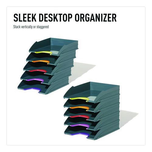 Image of Durable® 770557 VARICOLOR 5-Compartment Stackable Plastic Letter Tray Set, Letter to Folio Size Files, 10.39 x 13.23 x 2.91, Anthracite Gray