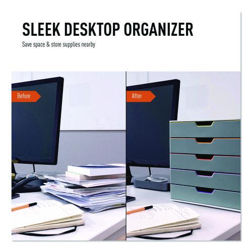 Image of Durable® 760527 VARICOLOR Stackable Plastic Drawer Box, 5 Drawers, Letter to Folio Size Files, 11.5" x 14" x 11", Gray
