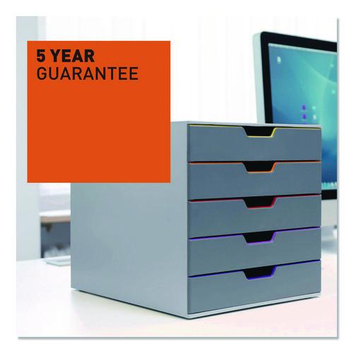 Image of Durable® 760527 VARICOLOR Stackable Plastic Drawer Box, 5 Drawers, Letter to Folio Size Files, 11.5" x 14" x 11", Gray