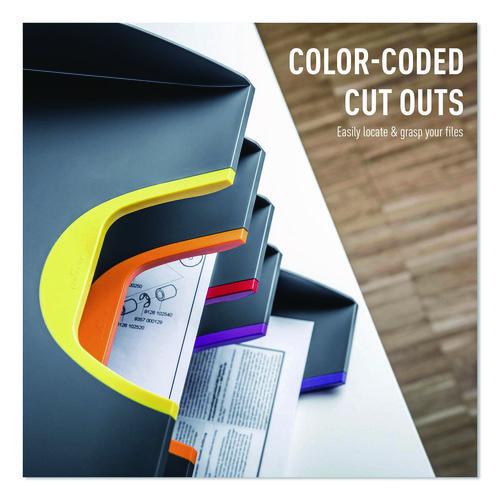 Image of Durable® 770557 VARICOLOR 5-Compartment Stackable Plastic Letter Tray Set, Letter to Folio Size Files, 10.39 x 13.23 x 2.91, Anthracite Gray