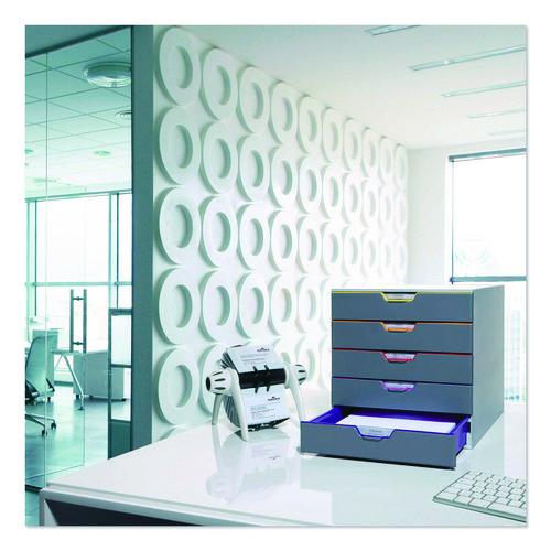 Image of Durable® 760527 VARICOLOR Stackable Plastic Drawer Box, 5 Drawers, Letter to Folio Size Files, 11.5" x 14" x 11", Gray