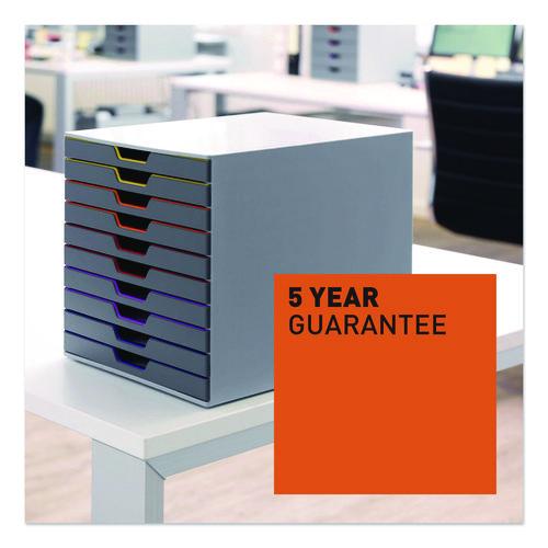 Image of Durable® 761027 VARICOLOR Stackable Plastic Drawer Box, 10 Drawers, Letter to Folio Size Files, 11" x 14" x 11.5", Gray