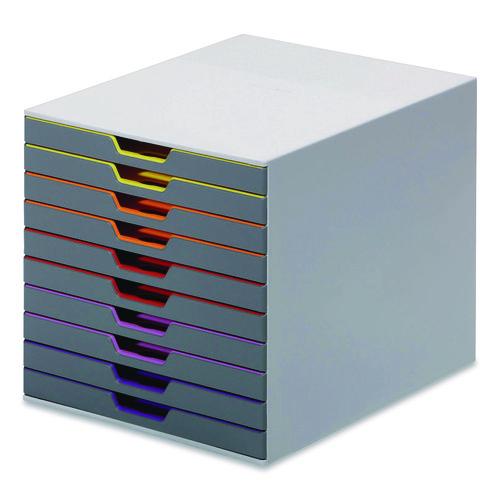 Image of Durable® 761027 VARICOLOR Stackable Plastic Drawer Box, 10 Drawers, Letter to Folio Size Files, 11" x 14" x 11.5", Gray