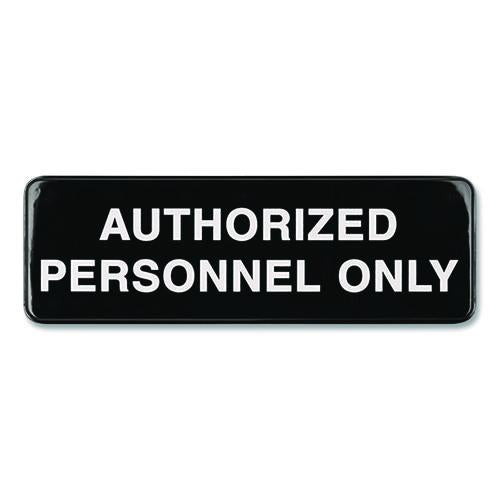 Image of Excello Global Products® EGP-HD-0262-S Authorized Personnel Only Indoor/Outdoor Wall Sign, 9" x 3", Black Face, White Graphics, 3/Pack