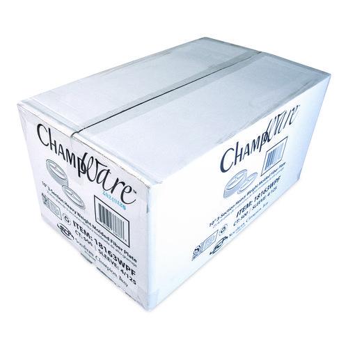 Image of SCT® 18163WPF ChampWare Molded Fiber Tableware, 3-Compartment Plate, 10" dia, White, 125/Sleeve, 4 Sleeves/Carton