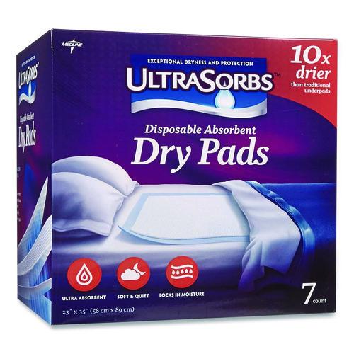 Image of Medline DRY2336RET7 Ultrasorbs Disposable Dry Pads, 23 x 35, Blue, 7/Box