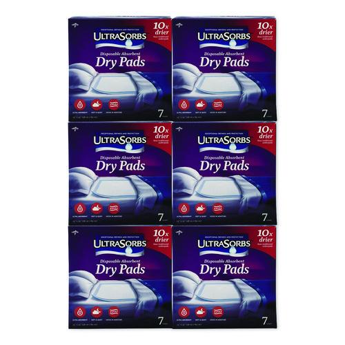 Image of Medline DRY2336RET7 Ultrasorbs Disposable Dry Pads, 23 x 35, Blue, 7/Box, 6/Carton