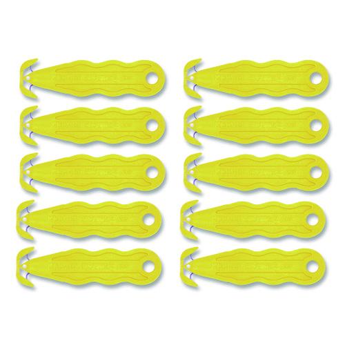 Image of Klever Kutter PLS-100Y Kurve Blade Plus Safety Cutter, 5.75" Plastic Handle, Yellow, 10/Box